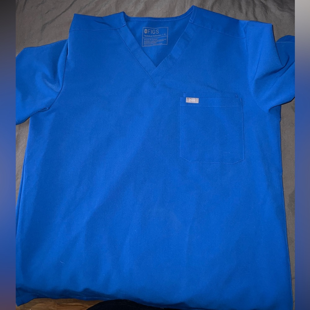 Xl royal blue one pocket scrub top